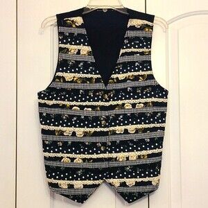 Cottage Core Blue, White, Lace Grandma Vest Size M/L
